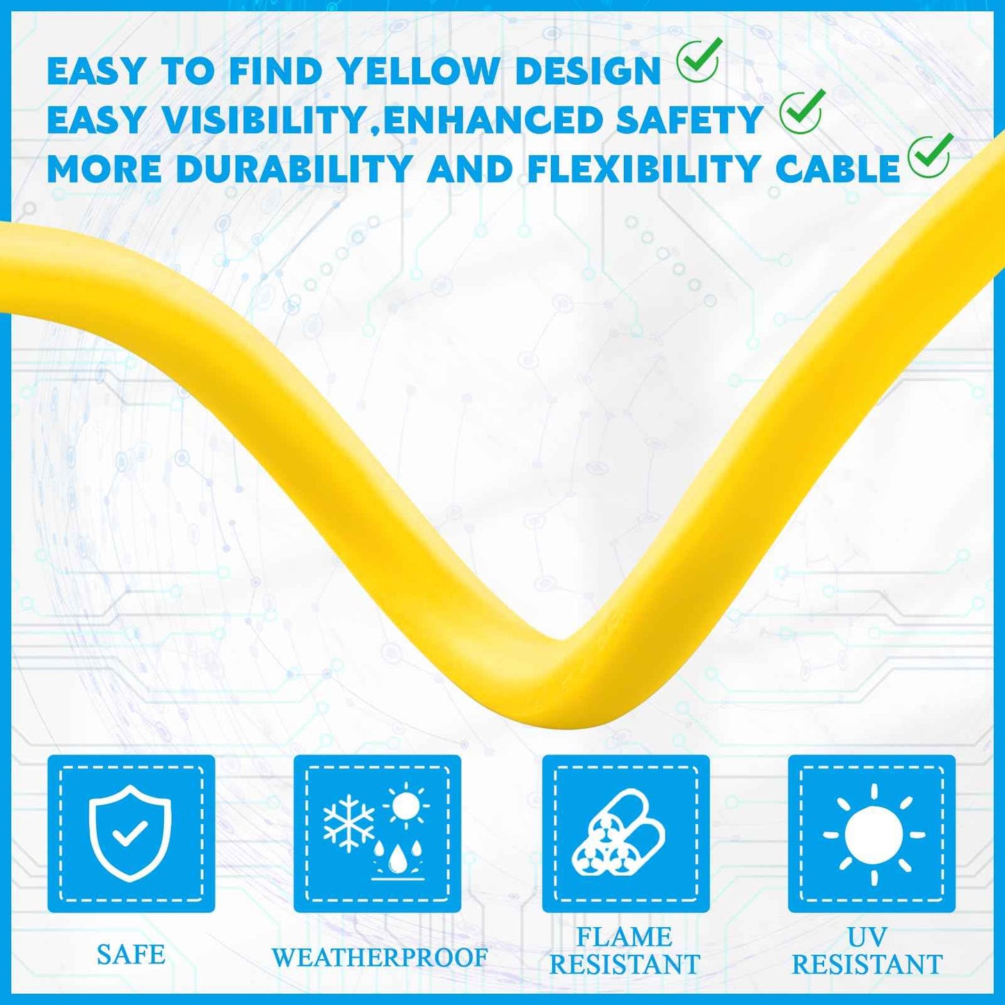 Tellegloww 10ft NEMA 6-15 Extension Cord 6-15P Male to 6-15R Female, 15 AMP Power Cable for 220/240V Air Condition, LED Grow Lights, Digital Ballast Power Cord Heavy Duty 14/3 AWG, 240V, 3750W