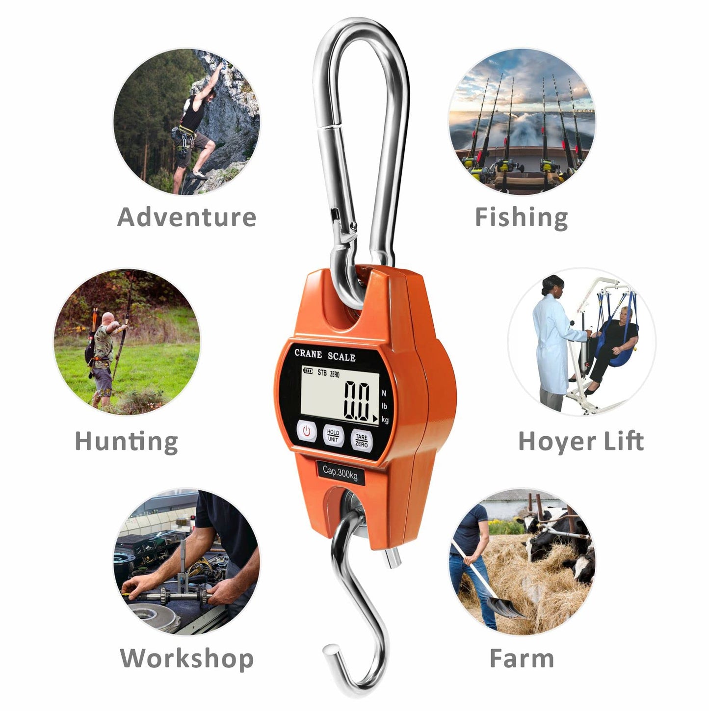 GRAM PRES Digital Hanging Scale 660 Lb 300 Kg