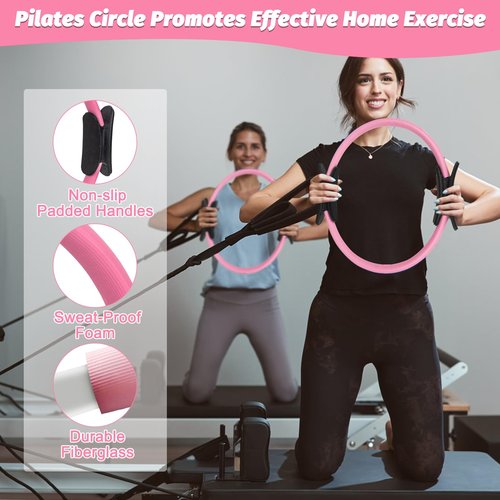 15 Pcs Pilates Ring Set for Women- Pilates Equipment for Home Workout-14-inch Pilates ring-9-inch Pilates Ball-5 Resistance Bands for Toning Arms, Thighs/Legs & Core.Exercise for Beginners at Home