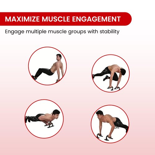 Endless EL1042 Push Up Stands With Foam Handle | Material: Steel, Plastic | For Upper Body Workouts | Comfortable Foam Grip | Non-Slip Bars and Less Wrist Strain | Color: Black-Red