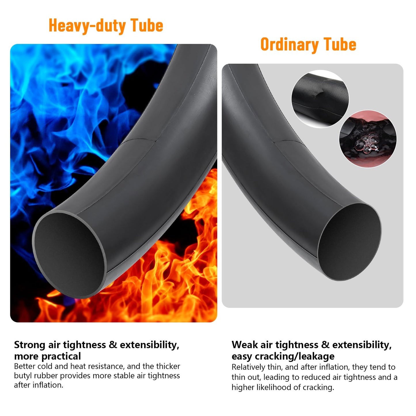 2-PCS 24" Heavy Duty Bike Tubes 24x1.75/2.25 AV32MM Schrader Valve 45/57-507 Inner Tubes Compatible with 24 x 1.75 24x1.95 24x2.10 24x2.125 24x2.25 Cruisers, City, Mountain Bicycle Bike Tire Tubes