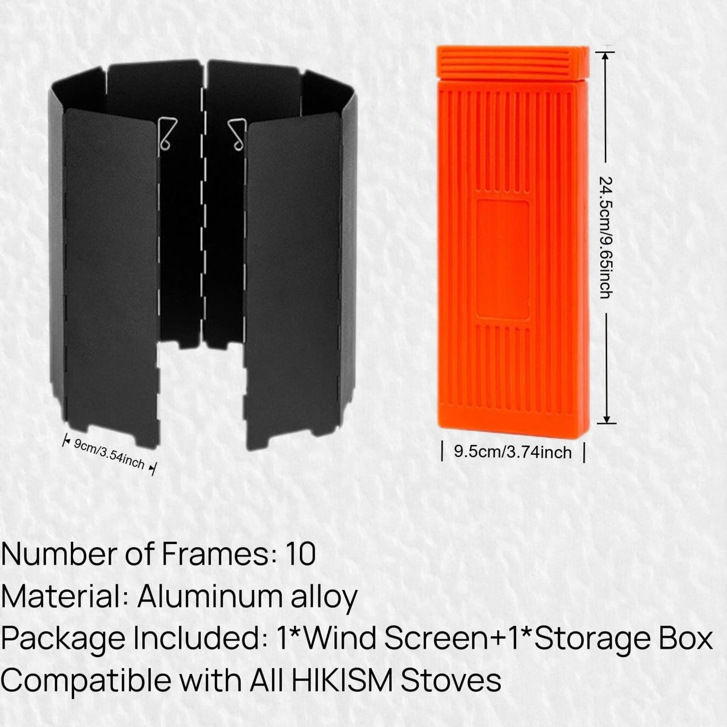 HIKISM Black Camping Stove Windscreen,Lightweight Aluminum Outdoor Windshield Gas Stove Wind Screen for Camping, Wind Guard Glamping, Hiking, Picnic, Backpacking