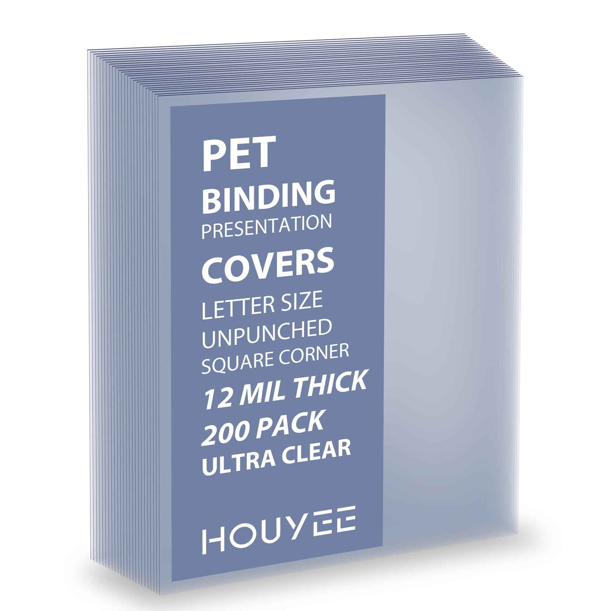 200 Pack Ultra Clear Binding Presentation Covers, Clear Covers for Binding, Polythylene Terephthalate,12 Mil,8-1/2 x 11 Inches, Letter Size