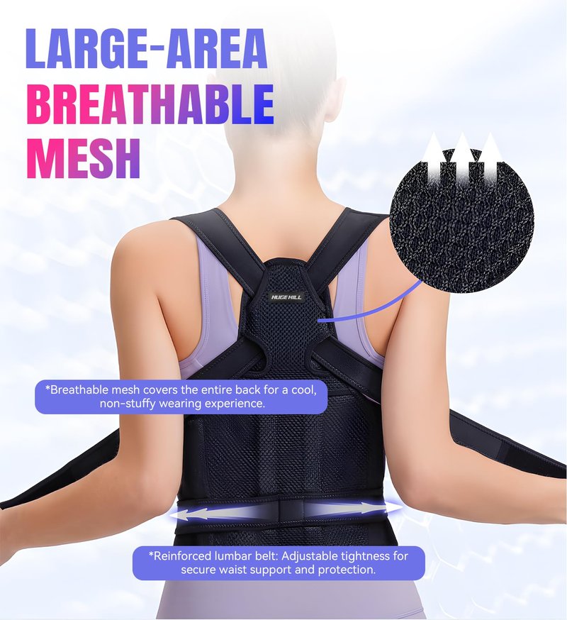 ZIMAOSHAN Posture Brace for Women & Men - Adjustable Back Brace for Spine Alignment, Shoulder Support, and Pain Relief from Scoliosis & Hunchback – Comfortable Posture Corrector Brace (Medium)