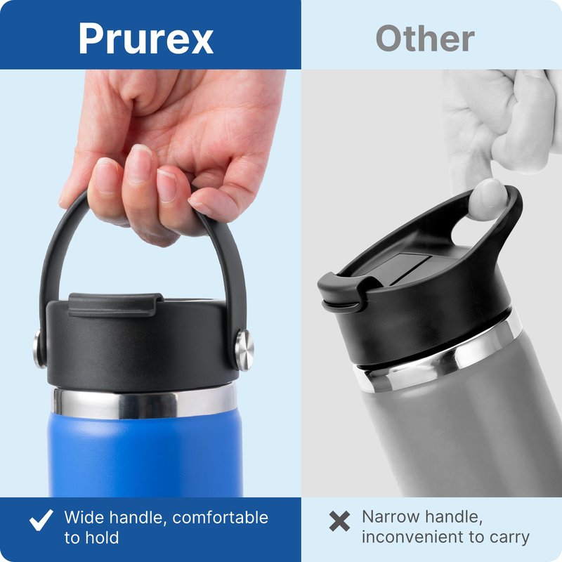 Prurex Flip Lids with Handle for Hydro Flask 12 16 20 32 40 64 oz Wide Mouth Bottles,Replacement Lids for 2.28"Wide Mouth Sport Bottles Water Bottle Accessories