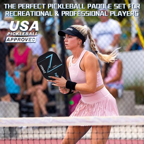 Zornay Carbon Pickleball Paddle, 16mm Professional Power Control Lightweight Raw Carbon Fiber Pickle Ball Paddle, Elongated Wider T700 Pickleball Racket Gift, USAPA Approved