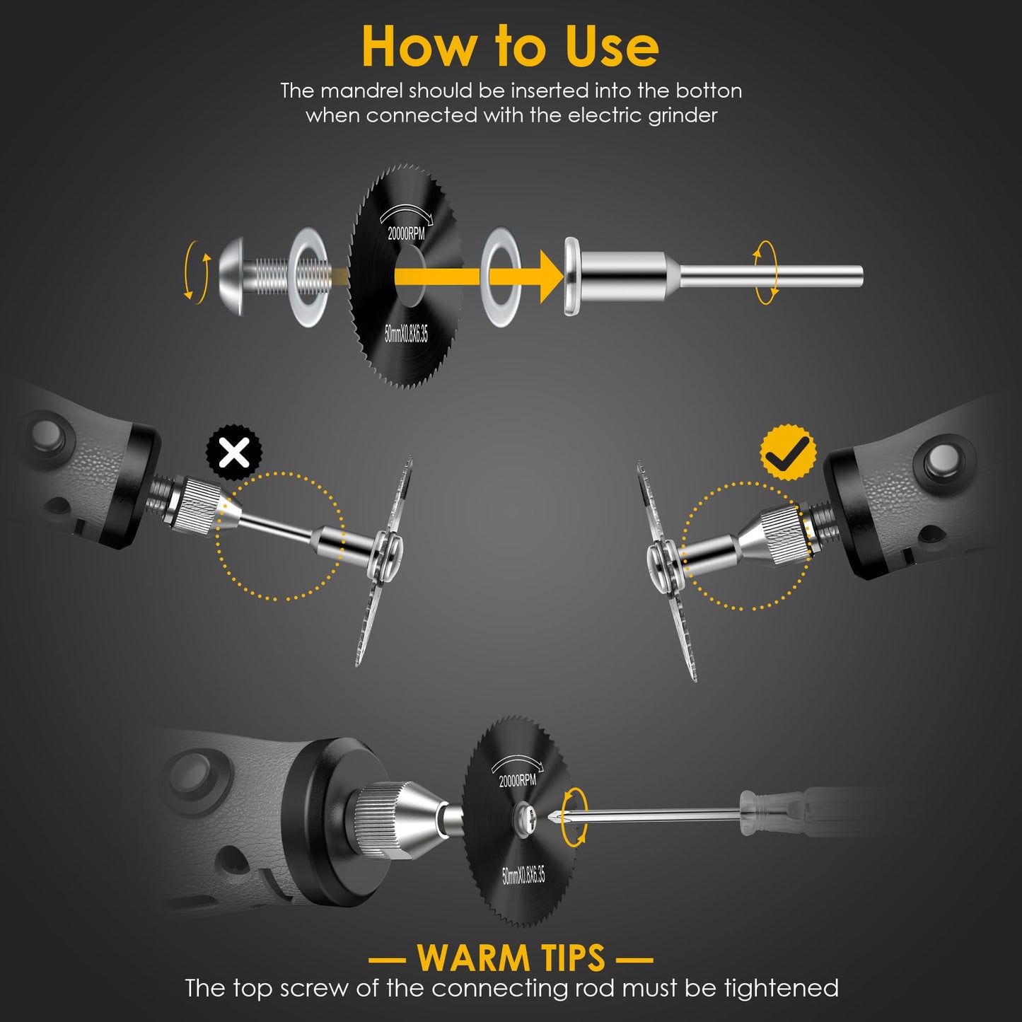 44pcs Black Cutting Wheel Set Compatible with Plastic for Rotary Tool, HSS Circular Saw Blades 6pcs, Resin Cutting Discs 20pcs, 545 Diamond Cutting Wheels 10pcs