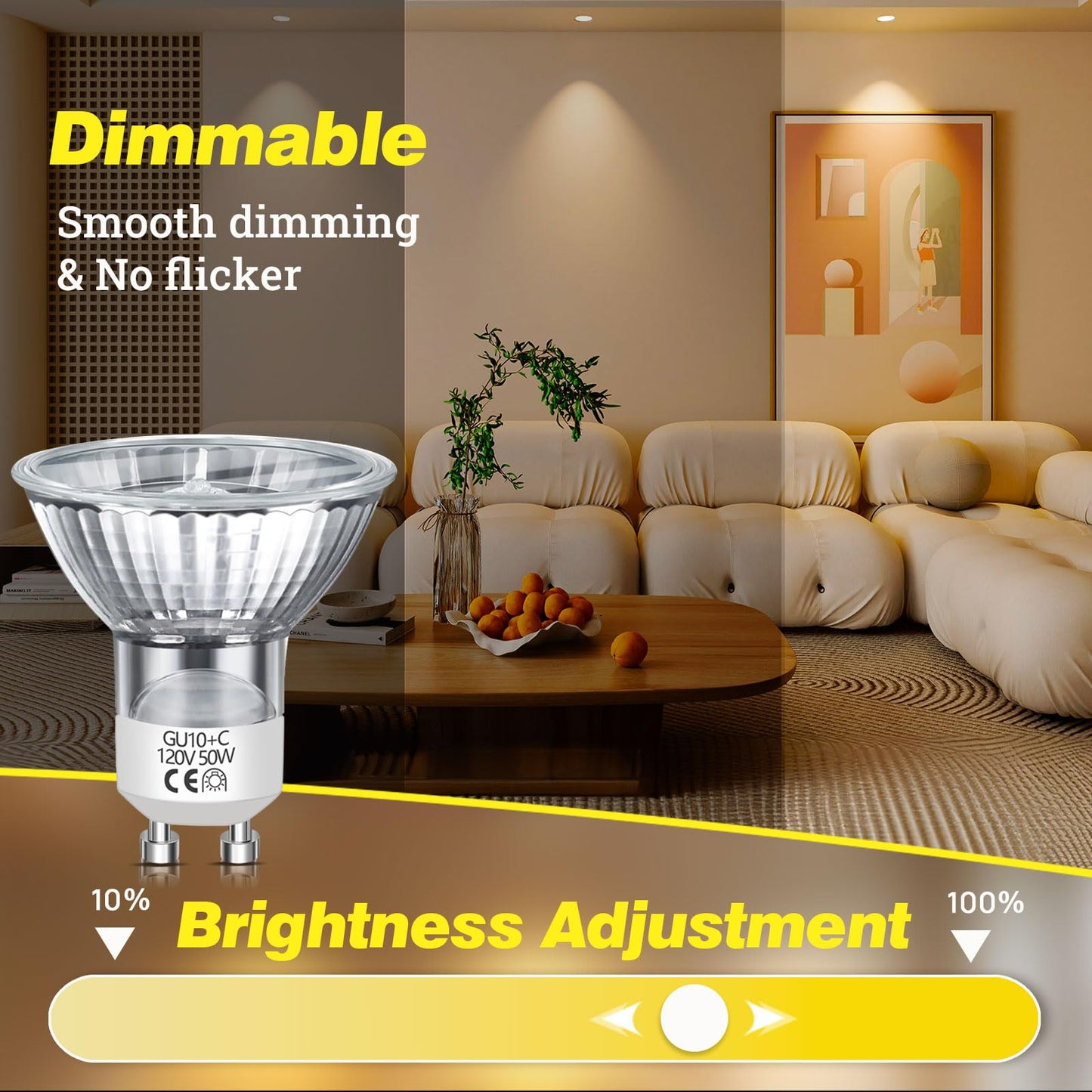 GU10 Halogen Bulb, 120V 50W Halogen Light Bulbs for Candle Warmer Lamp, Dimmable, 2700K Warm White, MR16 with Glass Cover for Track Lighting, Range Hood Lighting, 6 Pack