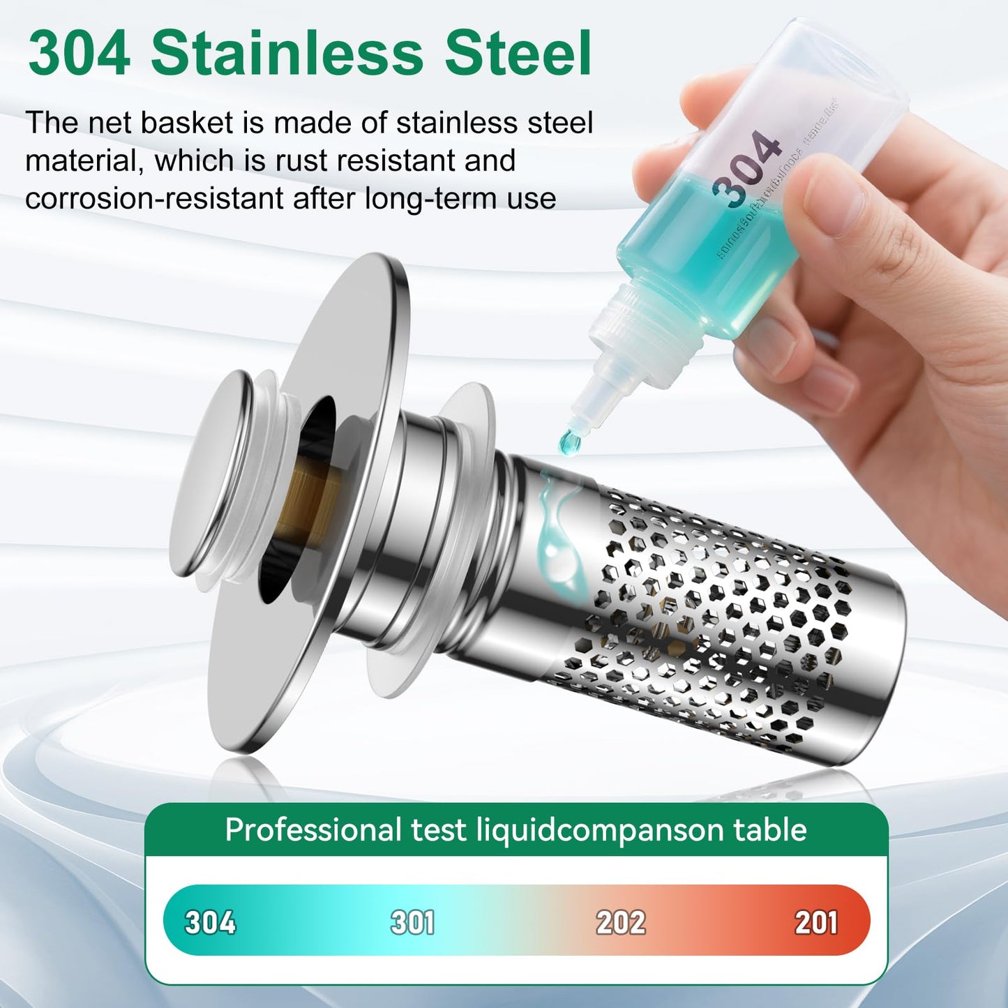 Bathroom Sink Drain Strainer,Universal Pop-Up Sink Stopper Hair Catcher, Anti-Clog Stainless Steel Drain Filter Basket, Removable Sink Drain for Bathroom Sink Stopper Replacement