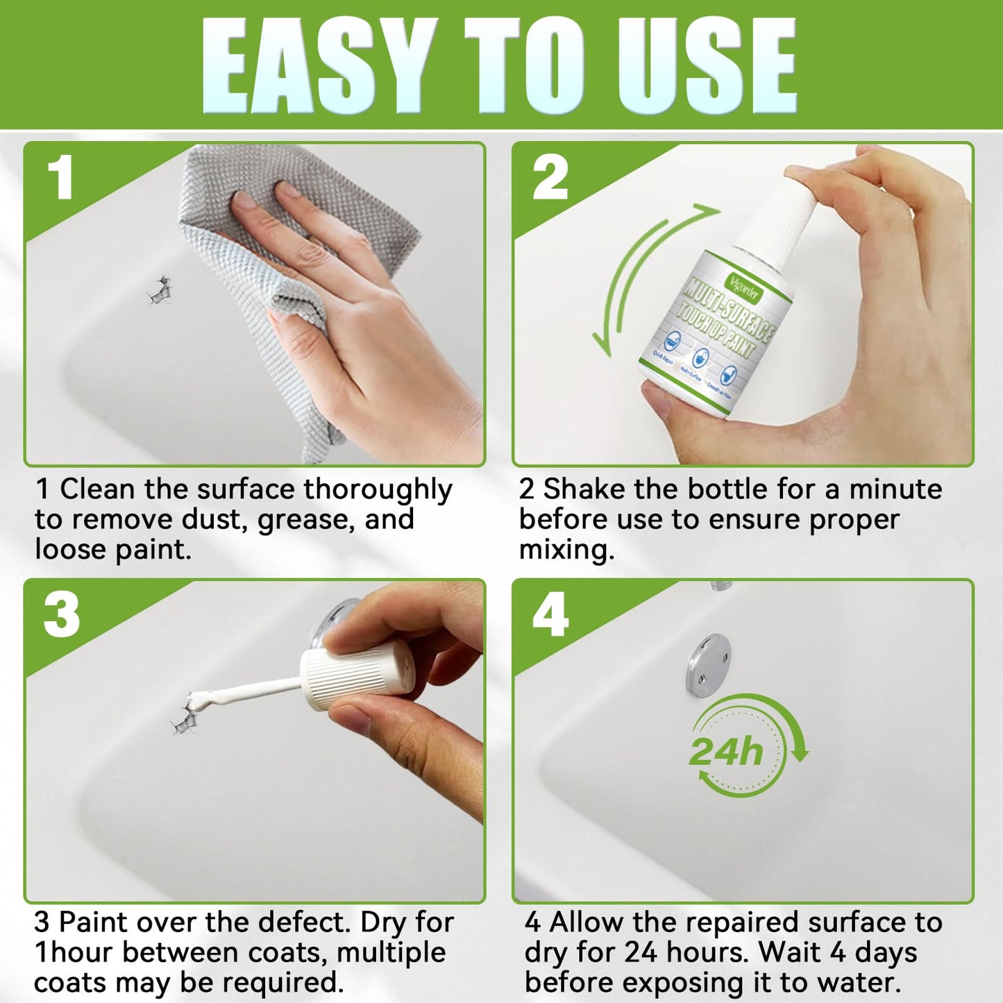 White Touch Up Paint Pen, White Paint for Wall, Door, Cabinets, Furniture, Enamel (Semi-Gloss, 30ML)