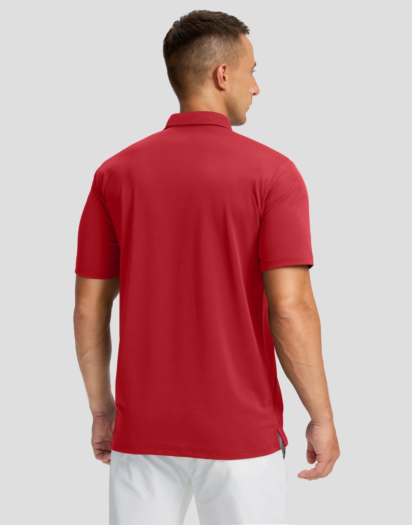 Men's Golf Shirts Dry Fit Moisture Wicking Performance Short Sleeve Collared Polo Shirts for Casual Tennis Bussiness (Dark Red, XXXL)
