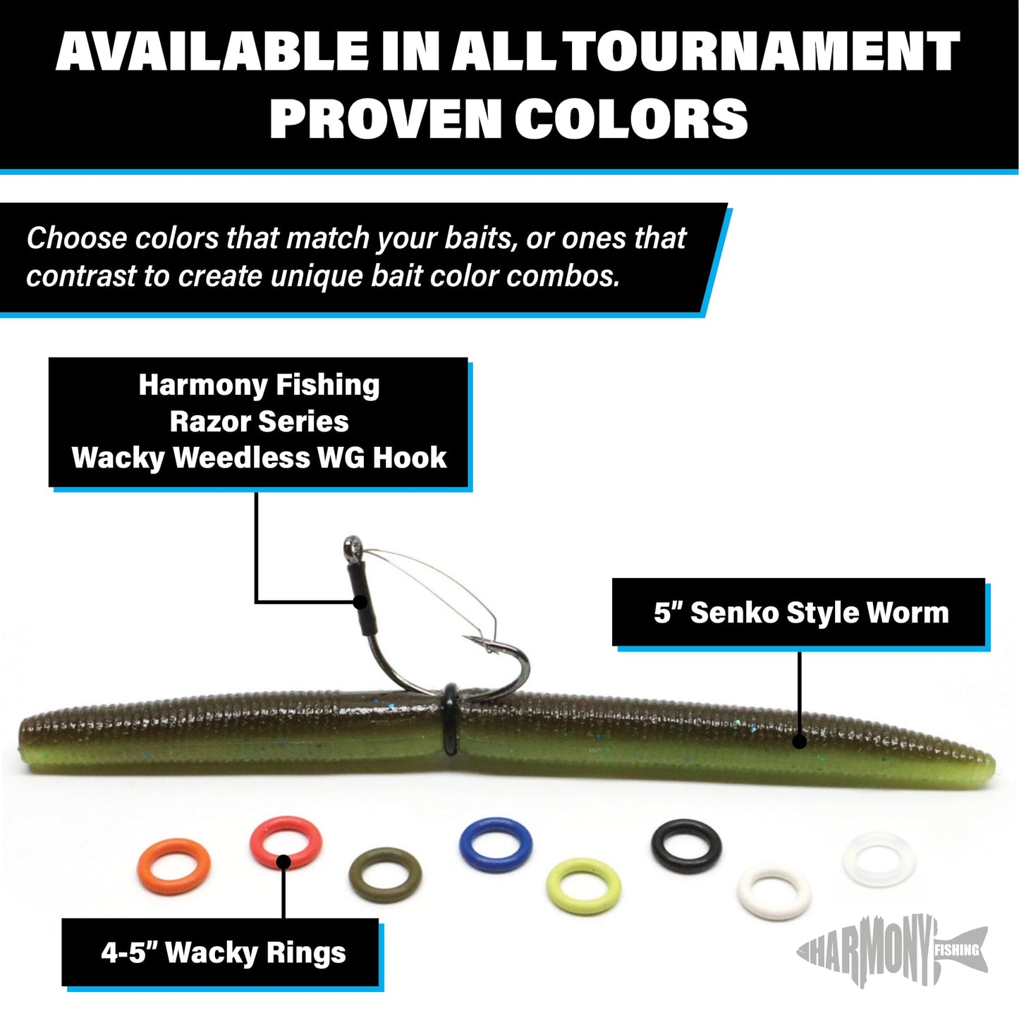 Wacky Rings (100pk) – O-Rings for Wacky Rigging Senkos/Worms/Soft Stickbaits – Bait Saver Orings for Senko Worm – Save Your Baits from Tearing While Wacky Neko Rigging (4-5”, Black)