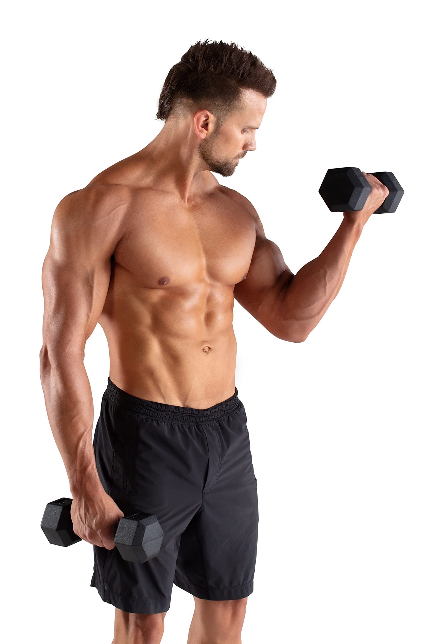 Weider 10 Lb. Rubber Hex Dumbbell, Black