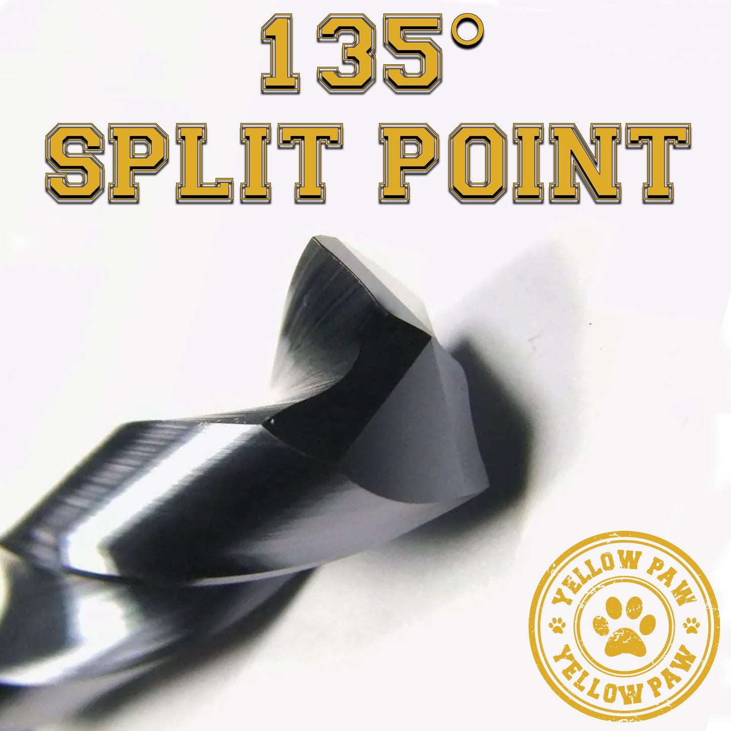 Yellow Paw 1/2 Inch Drill Bit for Metal - Industrial Grade M35 Cobalt with TiAIN Coating - 1/2" Diameter & 6" Length - 4" Working Length - 135 Degree Split Point