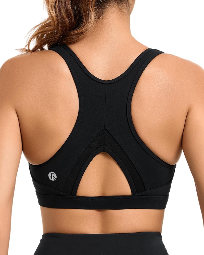 RUNNING GIRL Sports Bras for Women High Support Moulded Cup High Impact Sports Bras Racerback Workout Running Yoga Bra(WX3045 Black M)