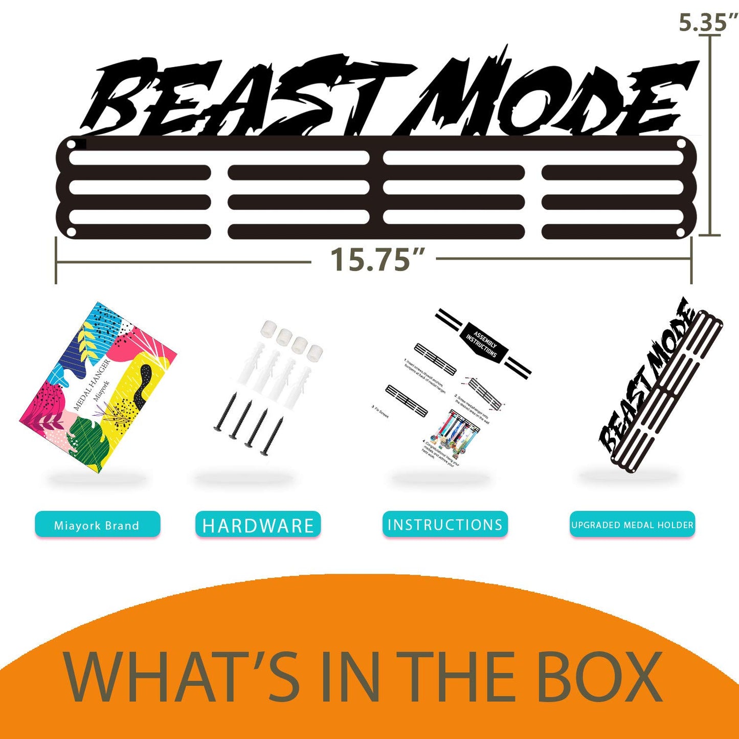 Medal Holder Display Hanger Rack Frame for Over 40 Medals-Beast Mode