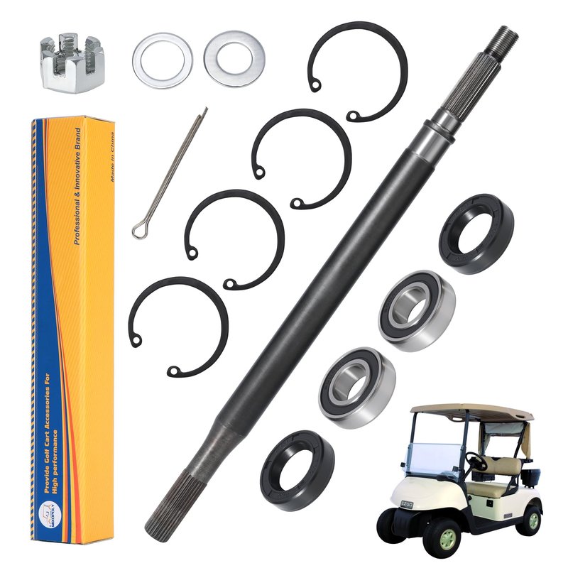 Mixopoly Driver & Passenger Side Golf Cart Rear Axle Shaft Replacement with Bearing Seal Kit for EZGO TXT Medalist Electric Models 1994-2013 Replace OEM 20377-G11, 20377-G12