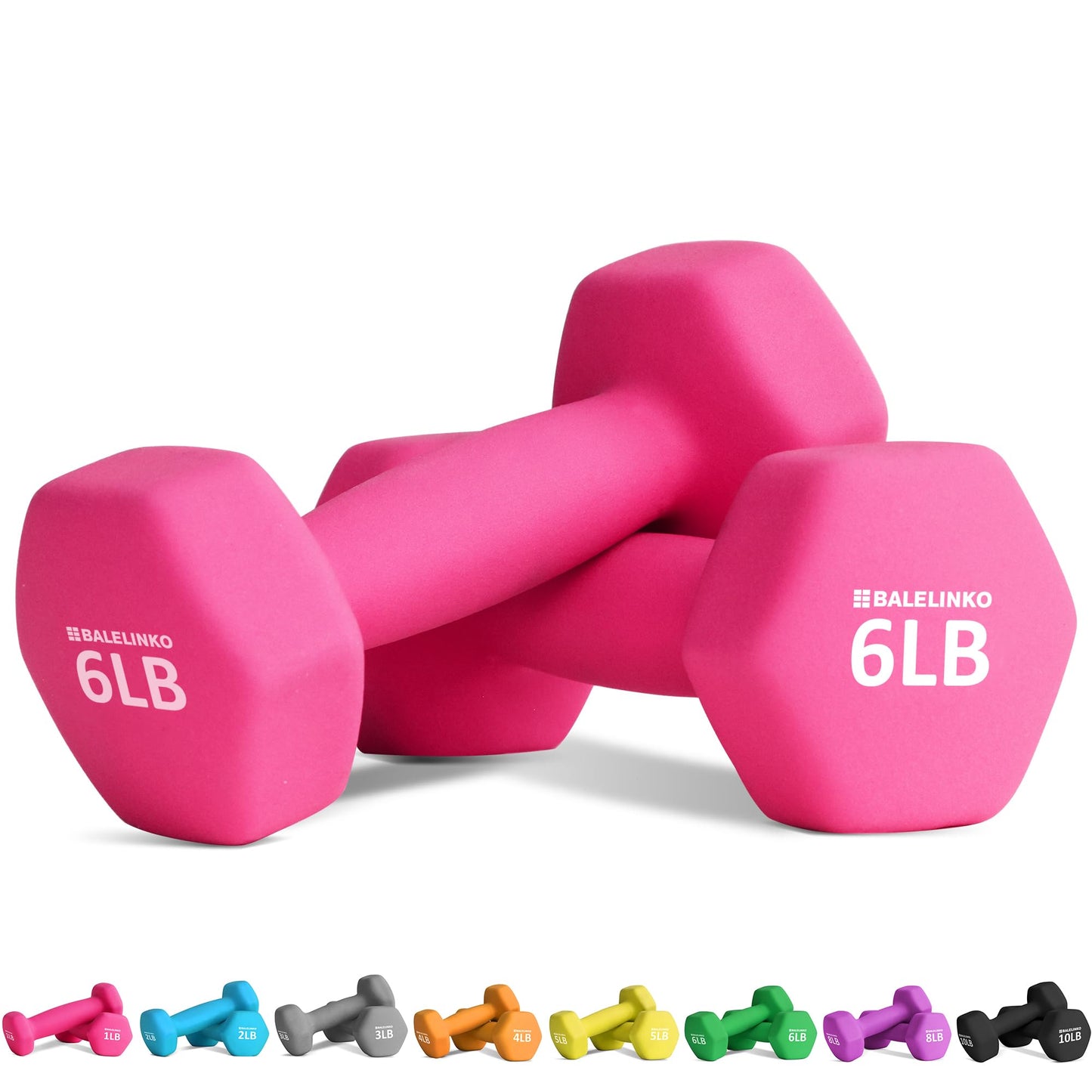 Balelinko Home Gym Equipment Workouts Strength Training Weight Loss Pilates Weights Yoga Sets Free Weights for Women, Men, Seniors and Youth, 6LB Pink, Pair