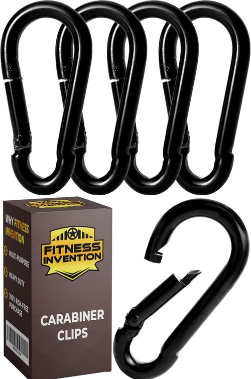 Heavy Duty Carabiner Clips by [Brand Name] - 5 Pack Black Snap Hooks for Weight Lifting, Keychains & Dog Leashes