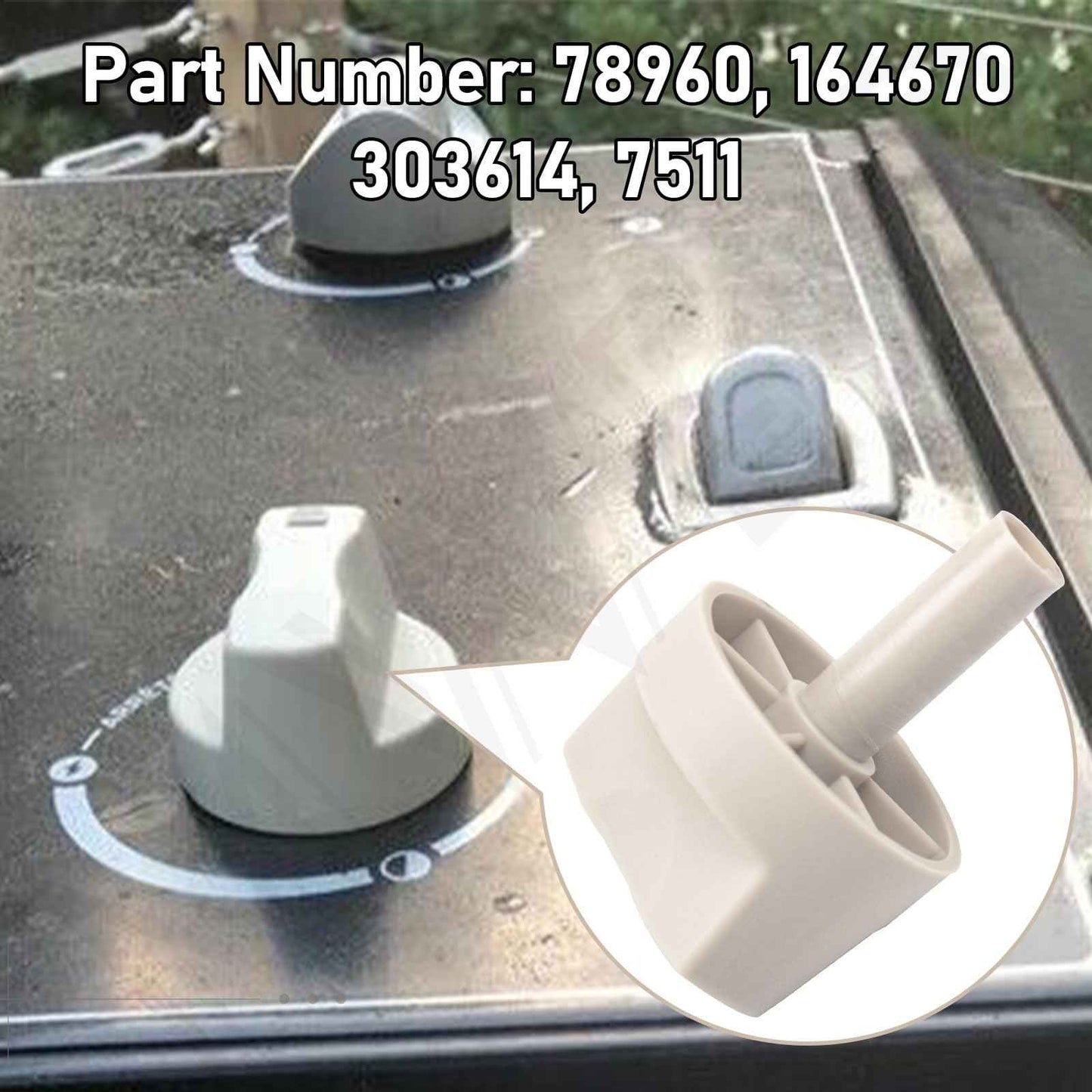 3-Pack 78960 Grill Replacement Control Knob (Stem Length 1-3/8") Compatible with Spirit 500 & 700 Genesis 1000-5500, Replaces 164670, 303614