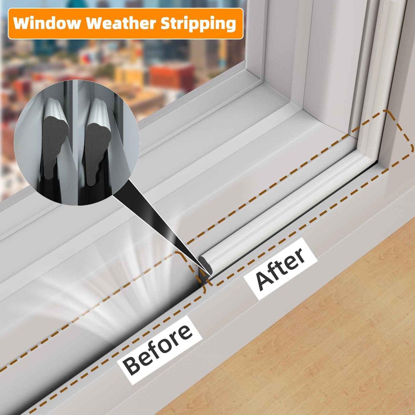 2 Pack*16.4 Ft Self-Adhesive Wedge Foam Window Weather Stripping Door Seal Strip, Soundproof Exterior Front Door Frame Gap Filler, Draft Stopper Foam Tape Noise Light Blocker (White)