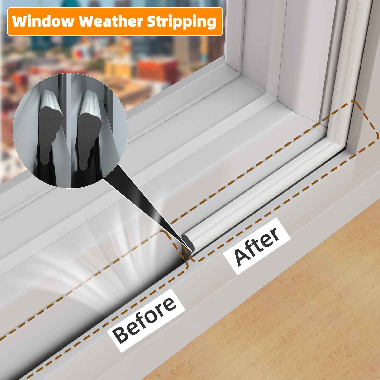 2 Pack*16.4 Ft Self-Adhesive Wedge Foam Window Weather Stripping Door Seal Strip, Soundproof Exterior Front Door Frame Gap Filler, Draft Stopper Foam Tape Noise Light Blocker (White)