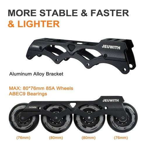 Inline Skates for Women Men, Outdoor Street Blades Roller Adult Male Female, Professional Fitness Roller Skates Blades for Unisex (Black) Men10-11/Women11-12/29.5cm