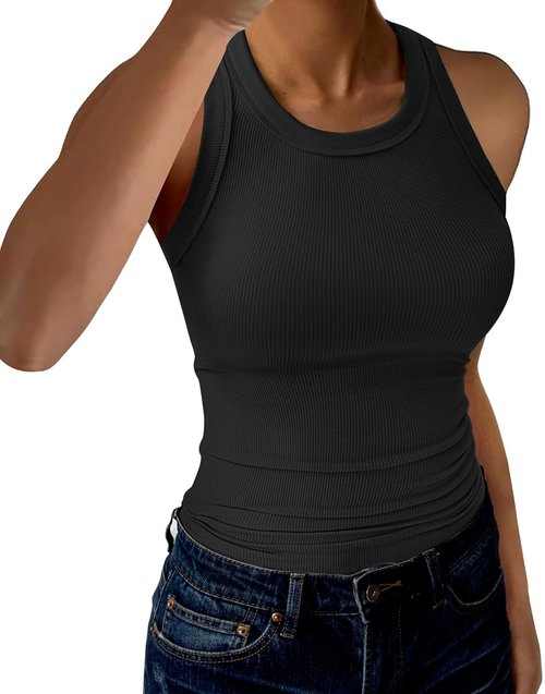 GKBK Women's High Neck Ribbed Tank Top - Casual Slim Fit Sleeveless Shirt | Versatile Everyday Wear