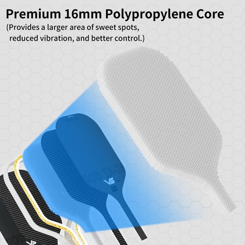 Vispinvo Pickleball Paddle Carbon Fiber USAPA Approved, 16MM T700 Thermoformed Pickleball Paddle with Polypropylene Honeycomb Core, Foam Injected Edges Designed for Ultimate Spin & Consistency(White)