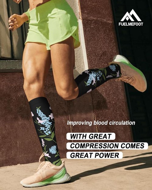 FuelMeFoot Compression Socks - 15-20mmHg Graduated Support for Men & Women | Knee High, Ideal for Nurses & Athletes