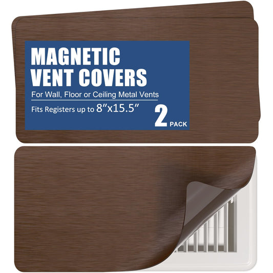 BEWAVE High Strength Magnetic Vent Covers for Home Ceiling, Metallic Air Vent Covers for Floor, Wall, Ceiling Steel Registers, RV, HVAC and AC, 8" x 15.5", Set of 2
