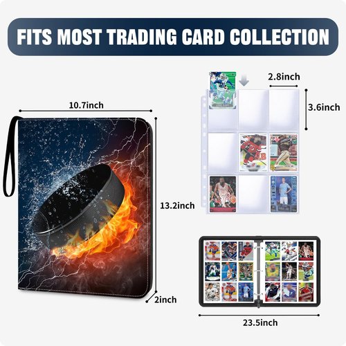 9-Pocket Hockey Card Binder by [Brand Name] - Holds 900 Cards with 50 Removable Sleeves | Perfect for Sports Trading Card Display