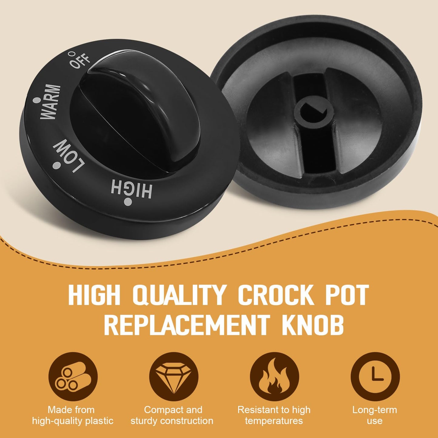 Dairrr Fuuu Slow Cooker Knobs Replacement for Hamilton Beach Crock Pot 6 Quart and 10 Quart 33195 33261, Crock Pot Control Knob Replacement Adjustable, Replacement Knob Part, 1 Pack