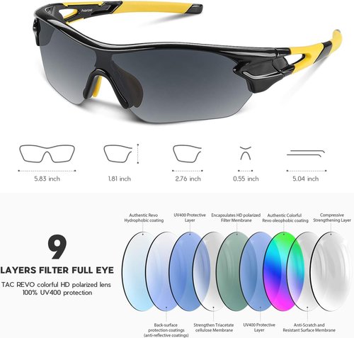 BEACOOL Polarized Sports Sunglasses - Versatile TAC Glasses for Men, Women & Youth | Ideal for Baseball, Cycling, Running & More