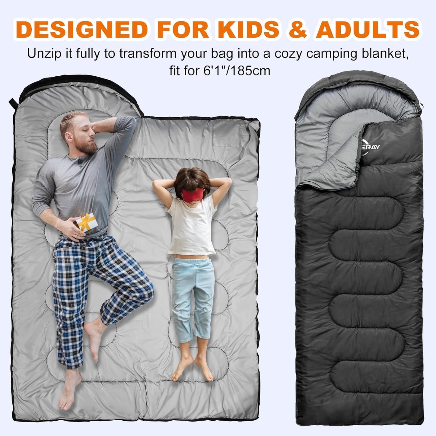 Skiennix Cold Weather Sleeping Bags for Adults - Lightweight Compact Backpacking & Camping Gear