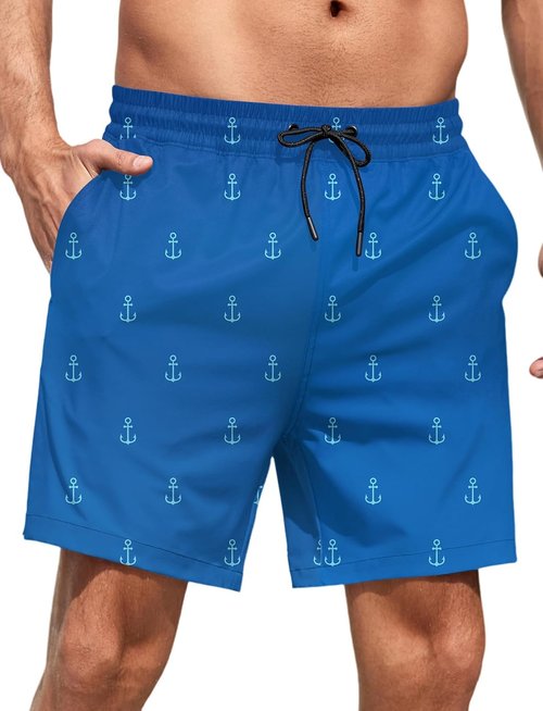 Lzzidou Men's Swim Trunks - Quick Dry Board Shorts with Mesh Liner | 5 Inch Inseam