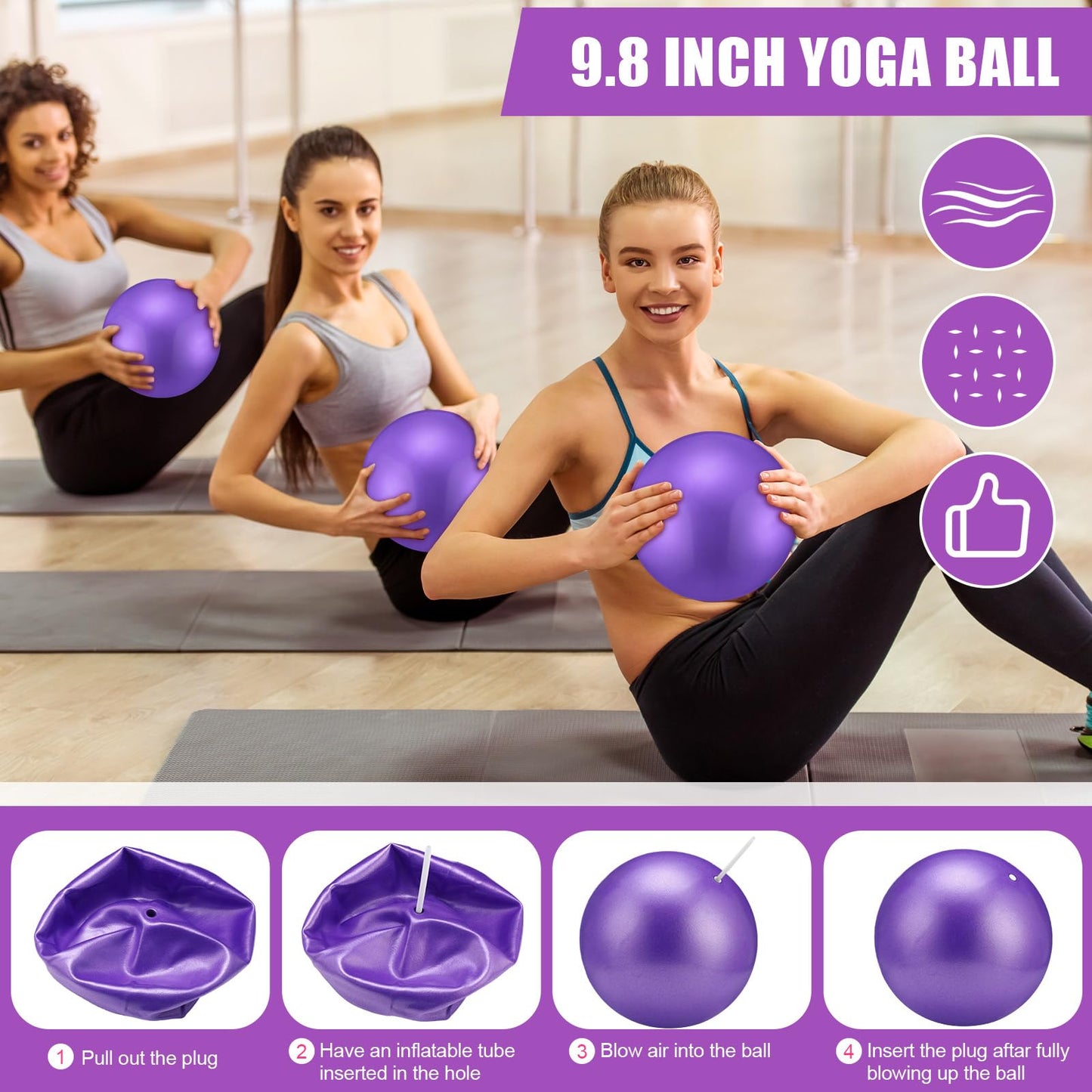 Silipull Pilates Ring Set for Women Exercise Equipment with 9 Inch Yoga Ball, Figure 8 Resistance Band, Sliding Disks, Yoga Bands Accessories Pilates Ring and Ball Set for Beginners Home Workouts