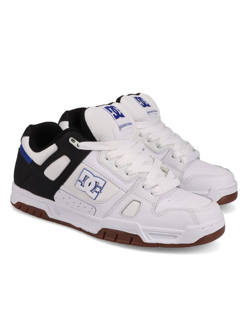 DC Men's Stag Skate Shoe, White/Black/Blue/Gum, 8