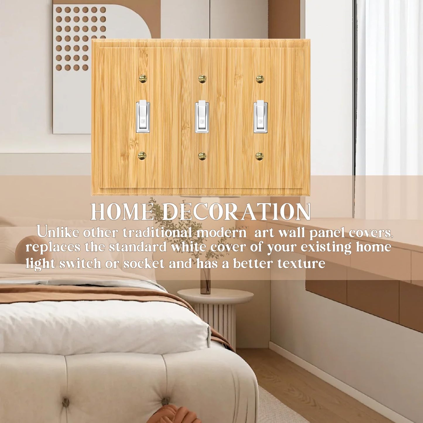 Solid Wood Triple Toggle Light Switch Plate 4.8" X6.8" Wall Plate Bamboo Light Switch Cover Quality Raw Wooden Switch Plate Covers Decorative