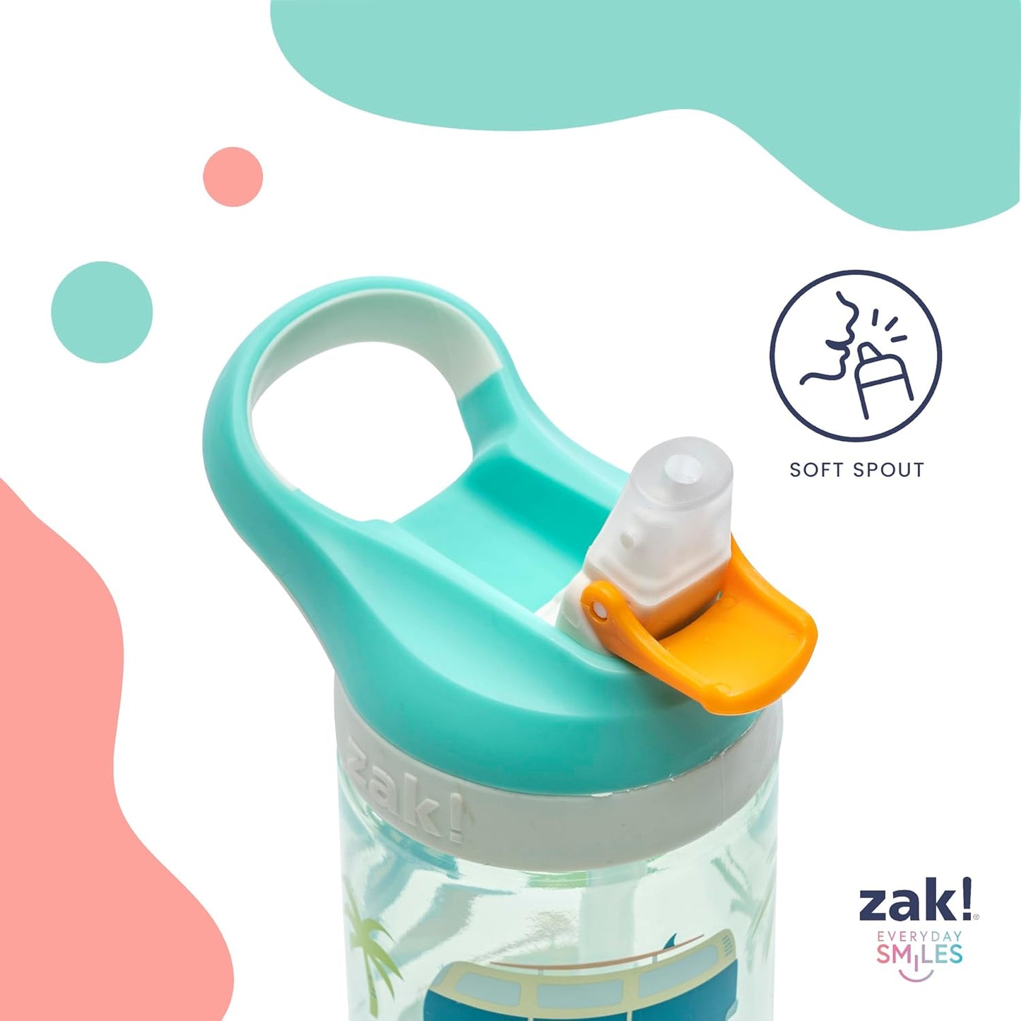 Zak Designs Bluey Kids Water Bottle - Durable 16oz Plastic with Straw & Leak-Proof Design | 2-Pack (Bluey, Bingo)