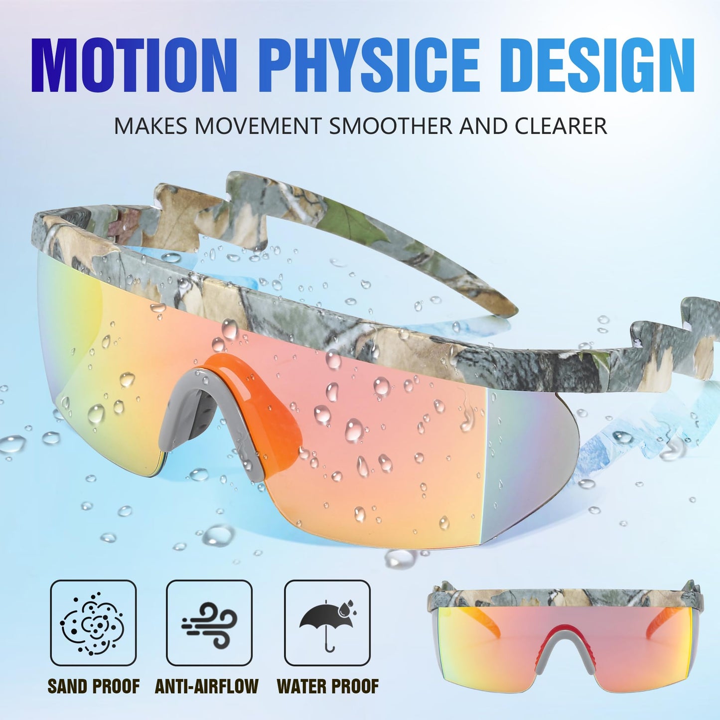 OZOKSKS Polarized Sports Sunglasses, Wavy Design cycling sunglasses-Women-Men, Cycling Sun Glasses UV Protection Driving Fishing (Grey Frame Red Lens)