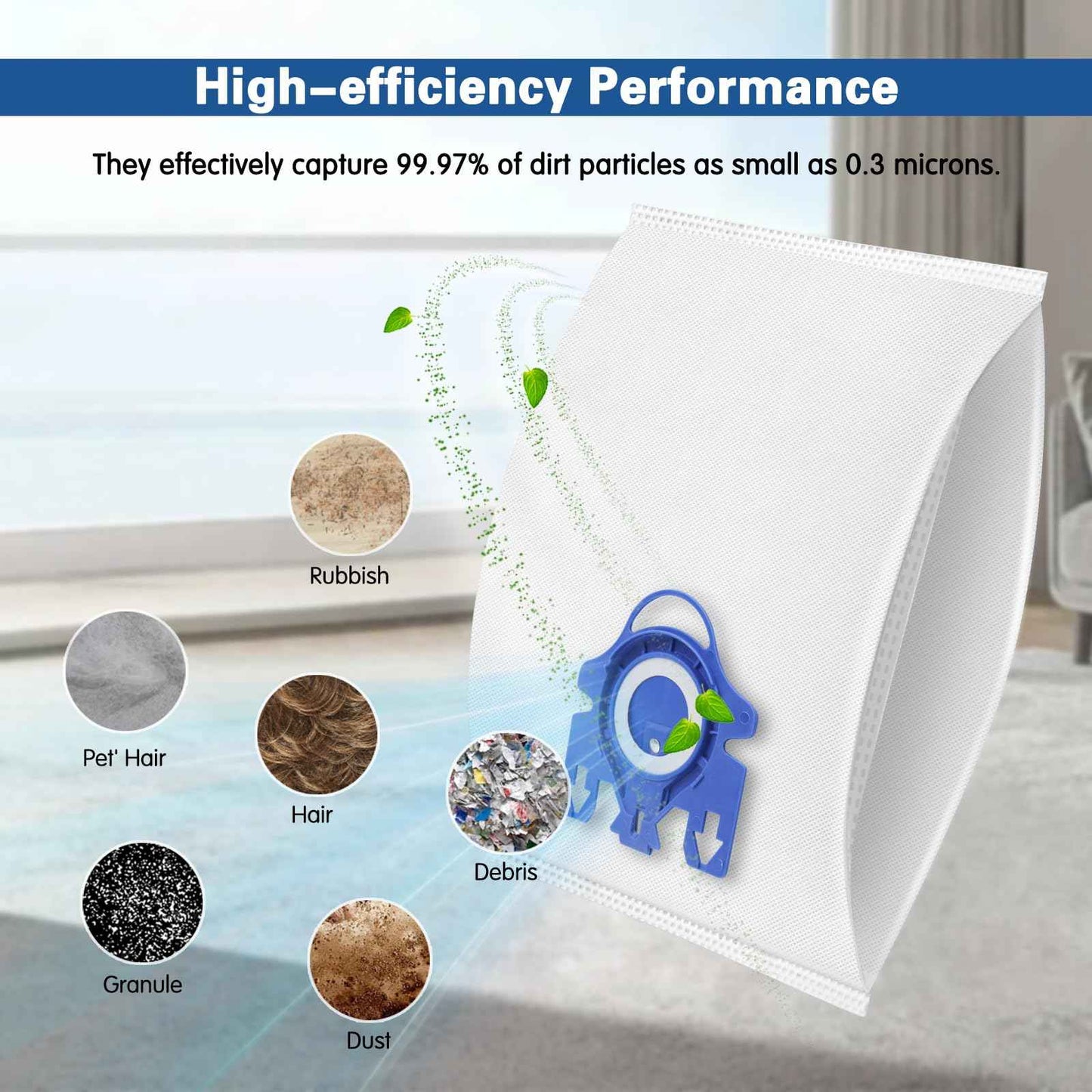 12 Pack 3D Airclean Dust Bags Compatible with Miele GN Vacuum Cleaner Bags for Classic C1 Complete C2 Complete C3 S2 S5 S8 S400i S600 S800 Series with 4 Motor Filters, 4 Exhaust Filters