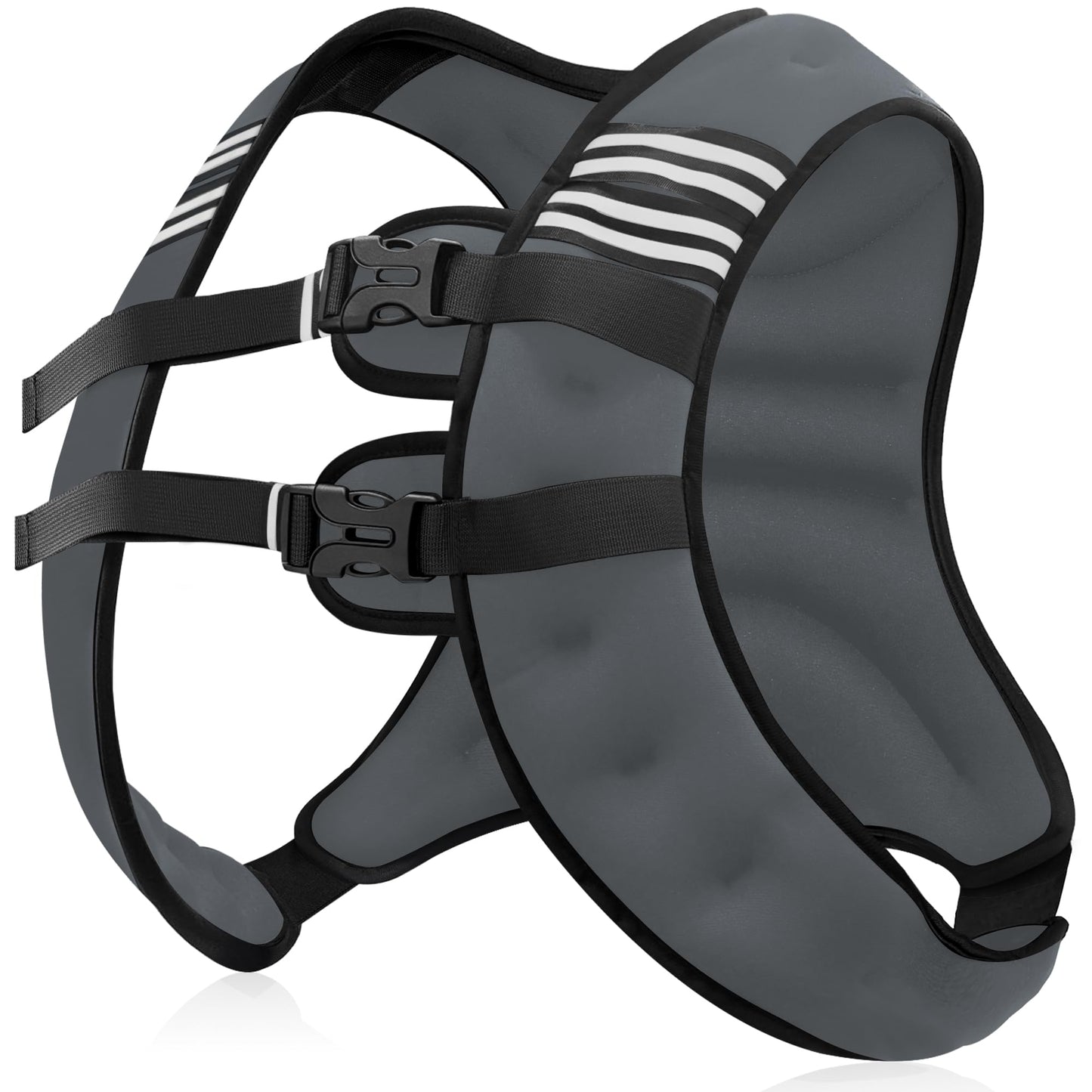 NATURELUX Weighted Vest with Reflective Stripe and Adjustable Buckle Straps, Dark Grey, 15 lbs