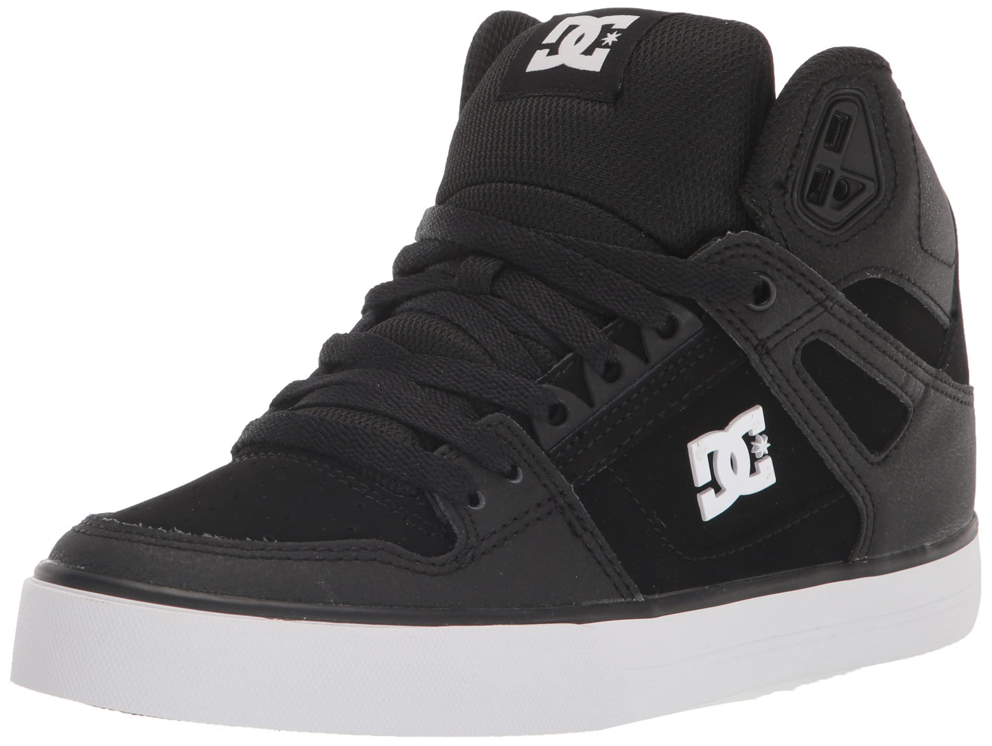 DC Men's Pure High Top WC Skate Shoes Black/Black/White 11