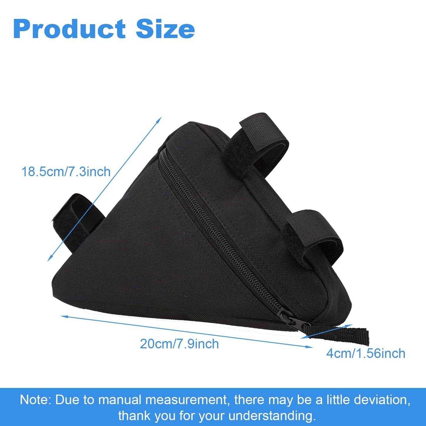 Bicycle Triangle Bag–7.9" Bike Frame Storage Bag with Quick Release for Road & MTB | Frame Bag Compatible with All Bike Frames, Lightweight Oxford Fabric Pouch (Black)