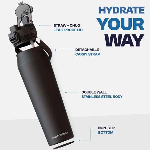 Frost Buddy 32oz Stainless Steel Bottle Buddy - Leak-Proof, 24-Hour Cold, Sweat-Proof | Perfect for Gym & Travel