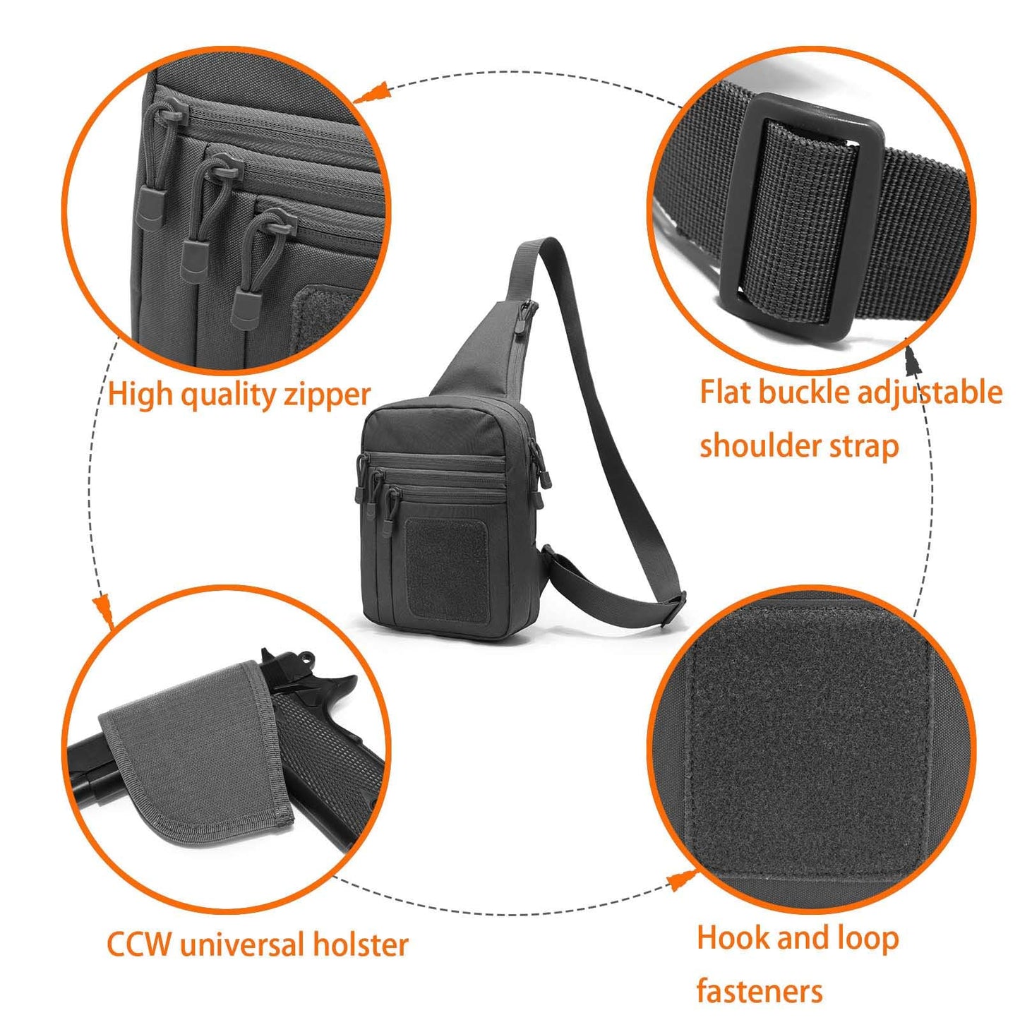 ONE WVW PIN CCW Sling Bag for Men Women, Gun Bag Chest Pack, EDC Shoulder Crossbody Bag with Holster of Pistol-Right Hand, Mens Range Bags Accessories Pink