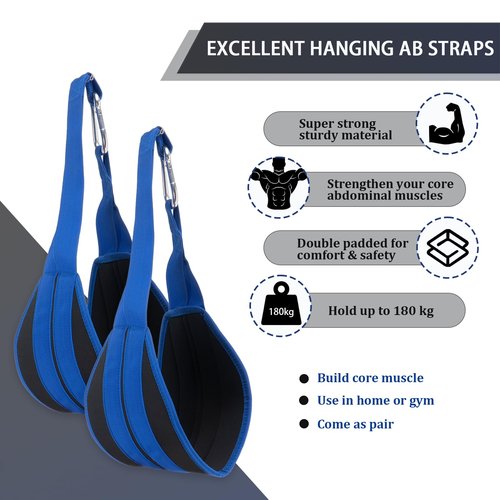 Hanging Ab Straps For Pull Up Bar, Exercise Equipment For Rip Resistant And Padded Arm Support For Ab Workout, Ab Sling Straps For Knee & Leg Raises, For Men And Women (Blue)
