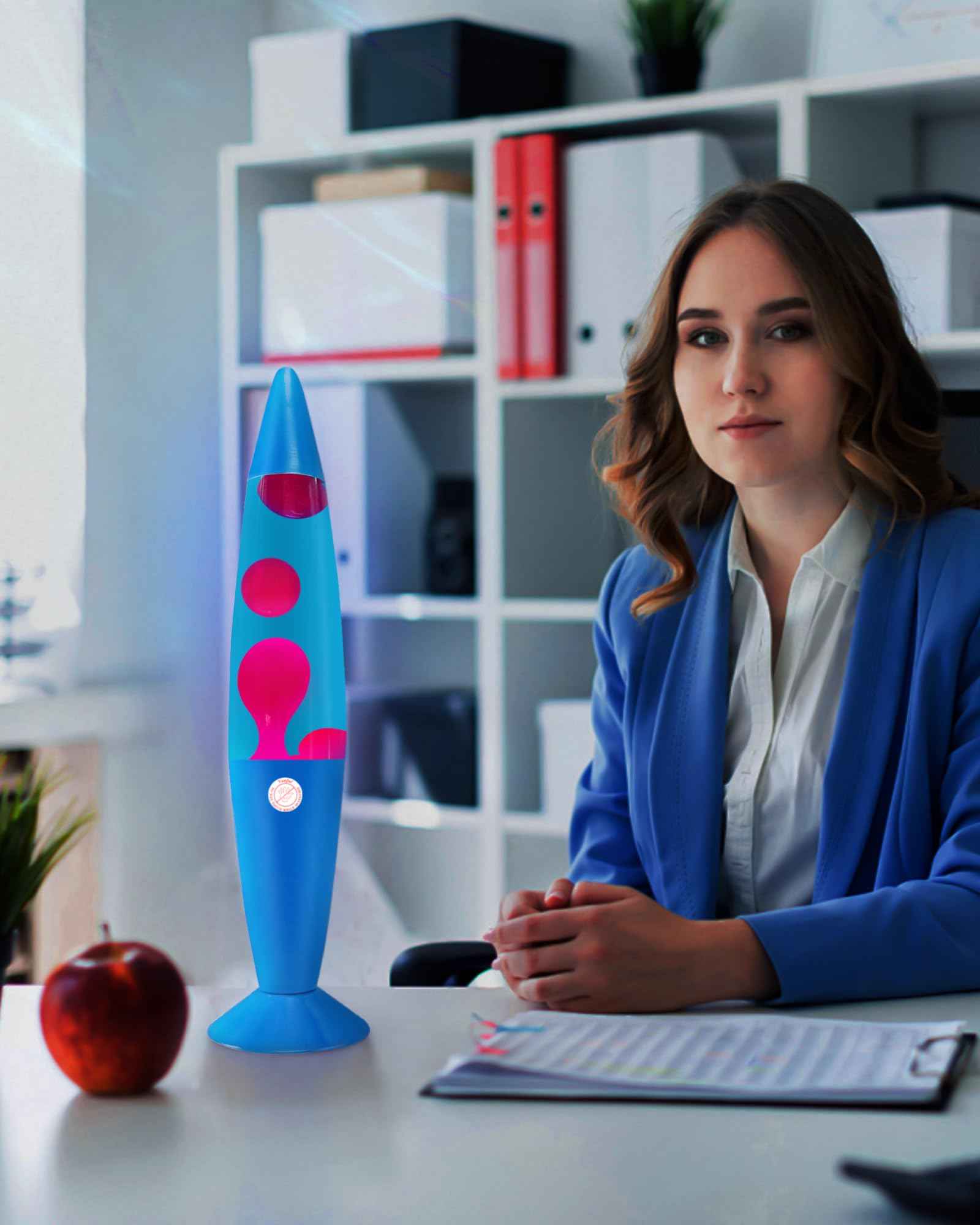 Vanful Liquid Motion Lamp Large Adored by Adults and Kids for Years, Motion Lamp with Pink Wax in Blue Water for Boys Girls Bedroom Office Decor, Relaxing Mood Light for Night Birthday Party