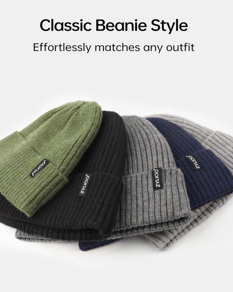 Zylioo XXL Oversize Warm Lined Knit Hat,Large Size Stretchy Winter Ski Hats,Cold Weather Cuffed Beanie Skull Cap
